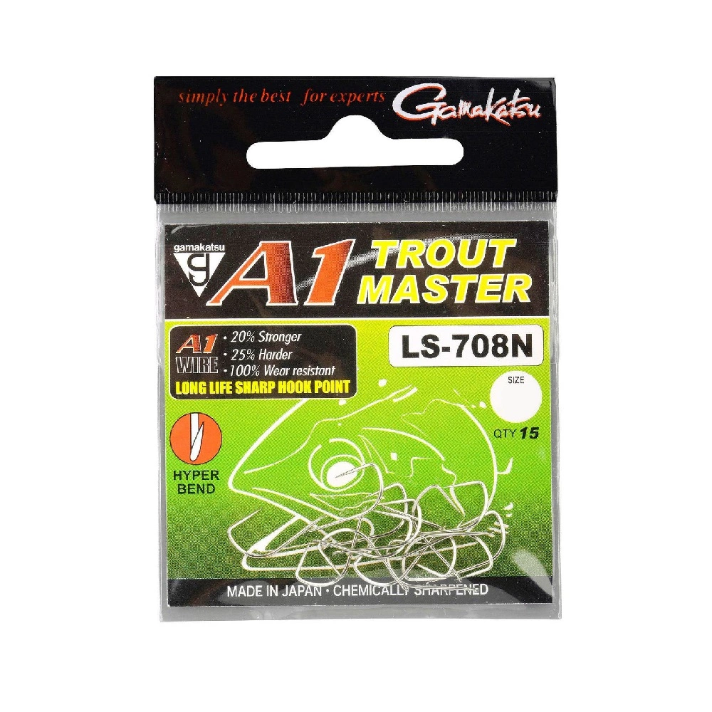 Gamakatsu A1 Troutmaster LS-708 Nickel Witvis Vishaak 8 1 Gamakatsu A1 Troutmaster LS-708 Nickel Witvis Vishaak 8
